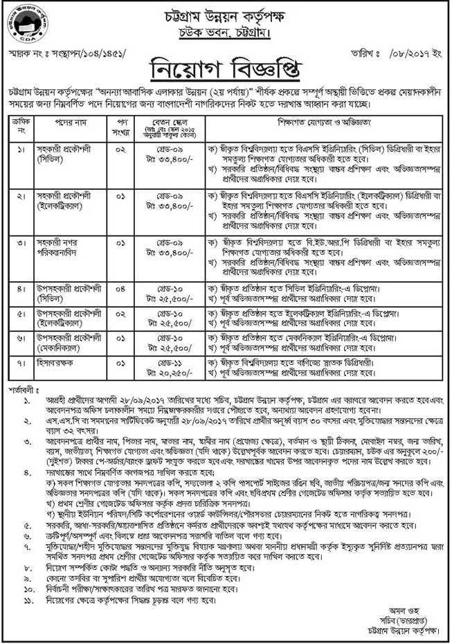 chittagong development authority job circular 2017